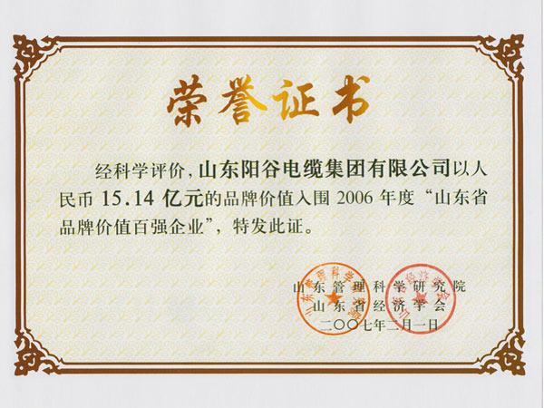 山東省品牌價(jià)值百強(qiáng)企業(yè)